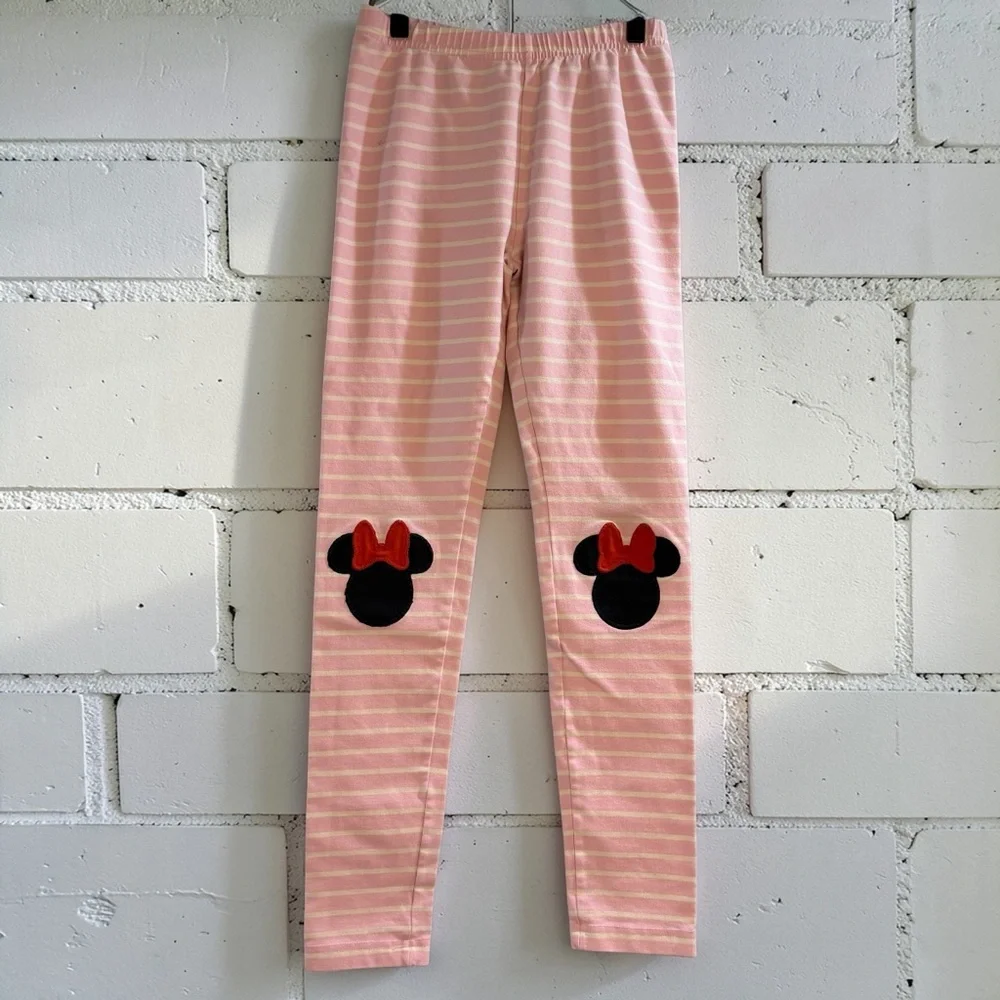 Disney Hanna Andersson Minnie Mouse Stripe Leggings Pink Girls 12